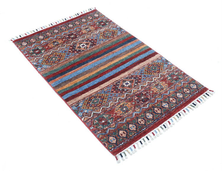 Hand Knotted Khurjeen Wool Rug - 2' 8" X 4' 0" 2' 8" X 4' 0" (81 X 122) / Multi / Wool