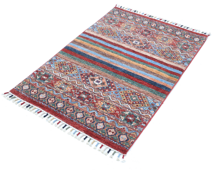 Hand Knotted Khurjeen Wool Rug - 2' 8" X 4' 0" 2' 8" X 4' 0" (81 X 122) / Multi / Wool