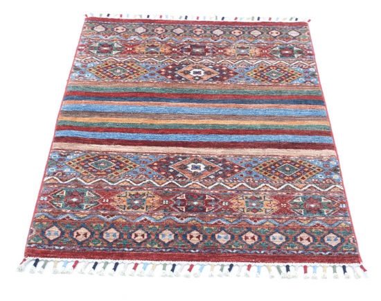 Hand Knotted Khurjeen Wool Rug - 2' 8" X 4' 0" 2' 8" X 4' 0" (81 X 122) / Multi / Wool