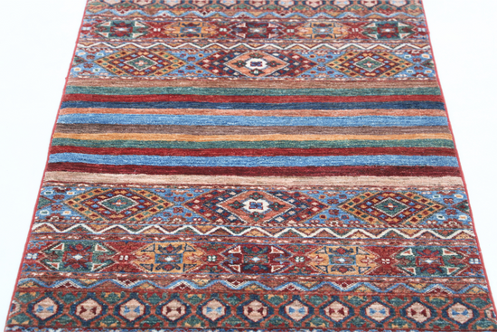 Hand Knotted Khurjeen Wool Rug - 2' 8" X 4' 0" 2' 8" X 4' 0" (81 X 122) / Multi / Wool