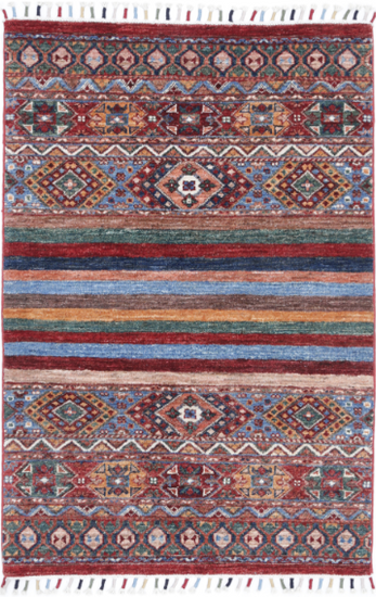 Hand Knotted Khurjeen Wool Rug - 2' 8" X 4' 0" 2' 8" X 4' 0" (81 X 122) / Multi / Wool