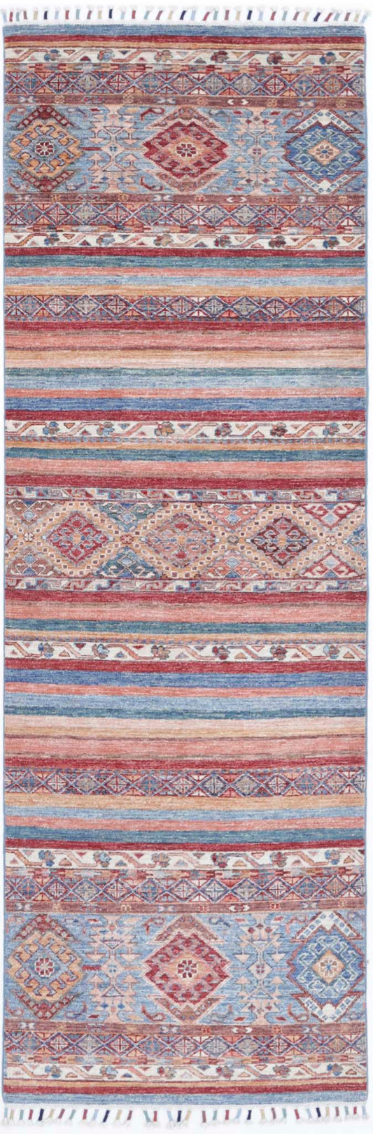 Hand Knotted Khurjeen Wool Rug - 2'6'' x 8'2''