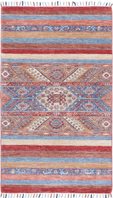 Hand Knotted Khurjeen Wool Rug - 2' 11" X 4' 10" 2' 11" X 4' 10" (89 X 147) / Multi / Wool