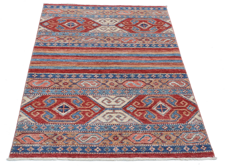 Hand Knotted Khurjeen Wool Rug - 3' 2" X 4' 9" 3' 2" X 4' 9" (97 X 145) / Multi / Wool