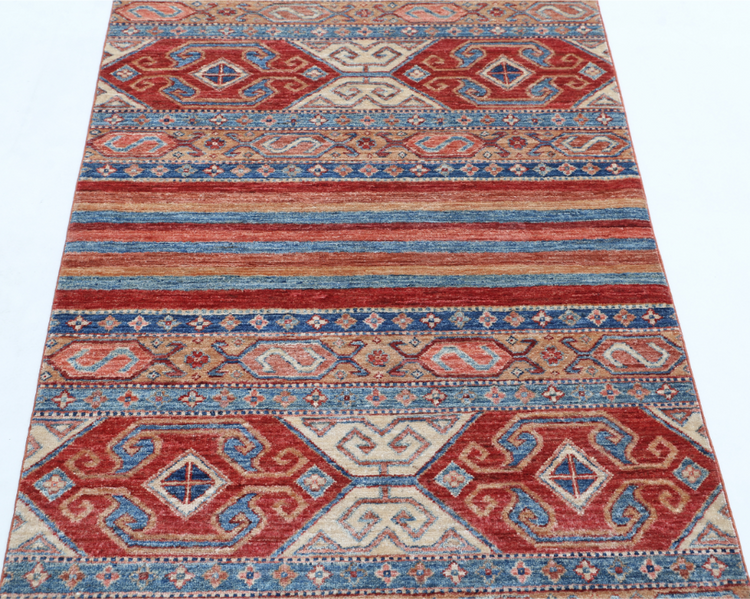 Hand Knotted Khurjeen Wool Rug - 3' 2" X 4' 9" 3' 2" X 4' 9" (97 X 145) / Multi / Wool