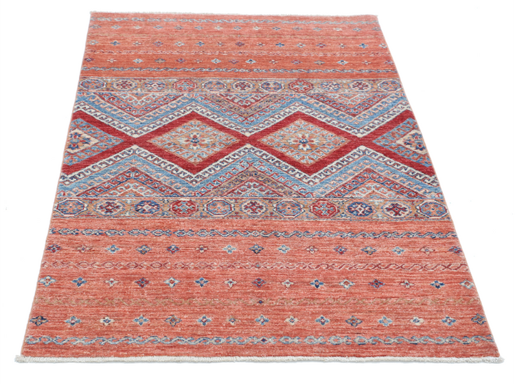 Hand Knotted Khurjeen Wool Rug - 3' 4" X 4' 9" 3' 4" X 4' 9" (101 X 145) / Multi / Wool