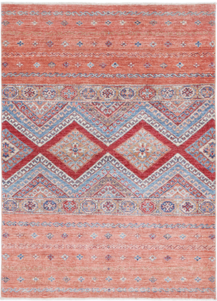 Hand Knotted Khurjeen Wool Rug - 3' 4" X 4' 9" 3' 4" X 4' 9" (101 X 145) / Multi / Wool