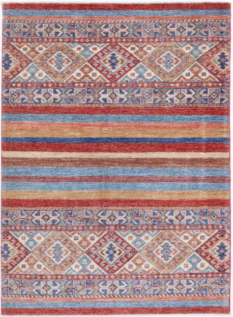 Hand Knotted Khurjeen Wool Rug - 3' 4" X 4' 9" 3' 4" X 4' 9" (101 X 145) / Multi / Wool