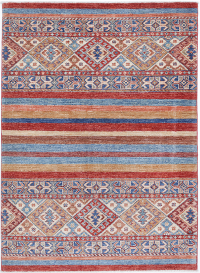 Hand Knotted Khurjeen Wool Rug - 3' 4" X 4' 9" 3' 4" X 4' 9" (101 X 145) / Multi / Wool