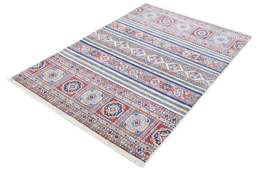 Hand Knotted Khurjeen Wool Rug - 4'0'' x 5'11''