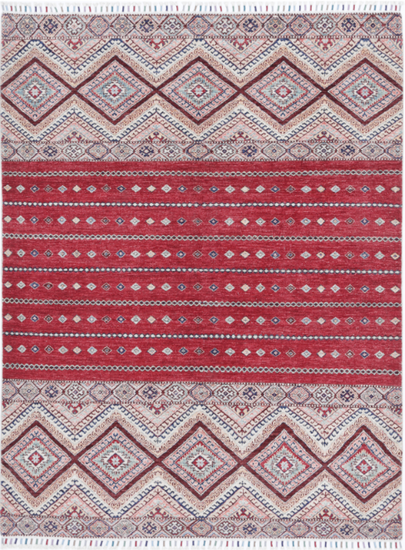 Hand Knotted Khurjeen Wool Rug - 5' 6" X 7' 2" 5' 6" X 7' 2" (168 X 219) / Multi / Wool