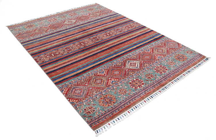 Hand Knotted Khurjeen Wool Rug - 5' 9" X 7' 10" 5' 9" X 7' 10" (175 X 239) / Multi / Wool