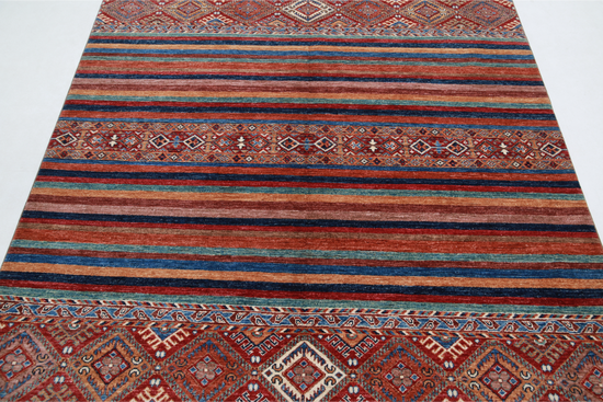 Hand Knotted Khurjeen Wool Rug - 5' 9" X 7' 10" 5' 9" X 7' 10" (175 X 239) / Multi / Wool