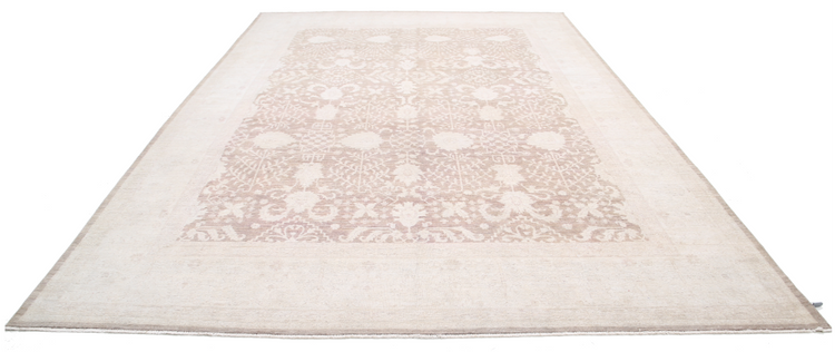 Hand Knotted Serenity Wool Rug - 9' 6" X 13' 8" 9' 6" X 13' 8" (290 X 417) / Brown / Wool