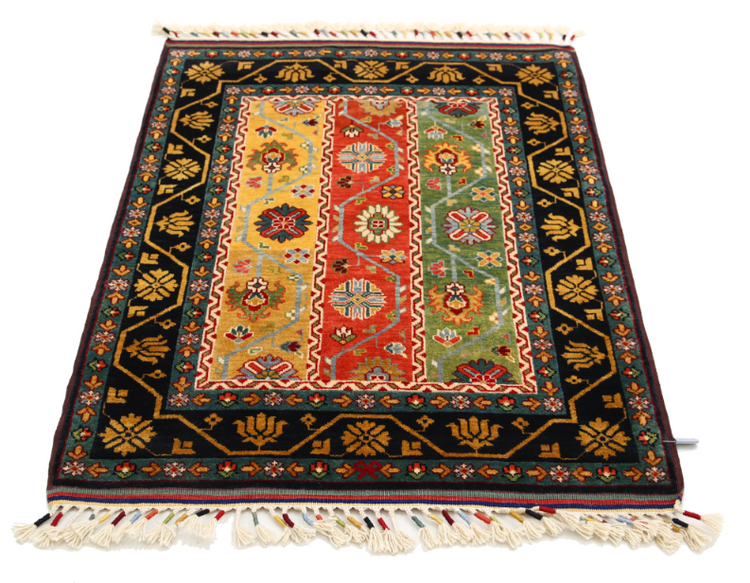 Hand Knotted Shaal Wool Rug - 3' 2" X 4' 3" 3' 2" X 4' 3" (97 X 130) / Multi / Wool