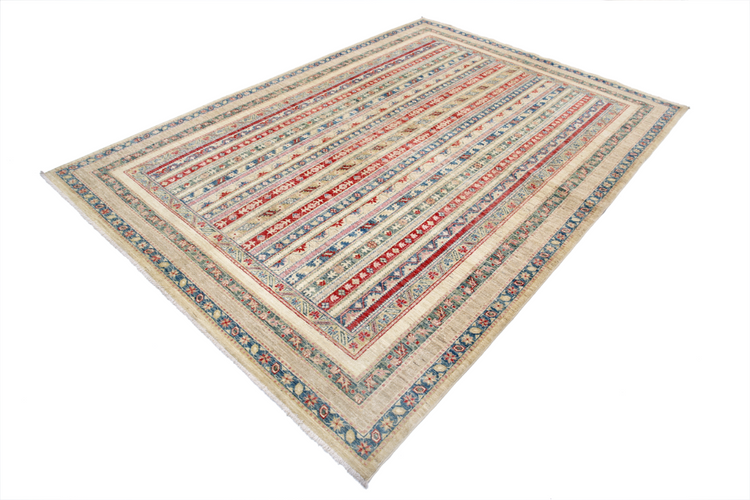 Hand Knotted Shaal Wool Rug - 6' 9" X 9' 7" 6' 9" X 9' 7" (206 X 292) / Multi / Wool