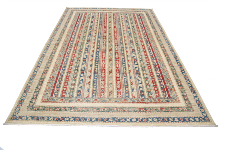 Hand Knotted Shaal Wool Rug - 6' 9" X 9' 7" 6' 9" X 9' 7" (206 X 292) / Multi / Wool