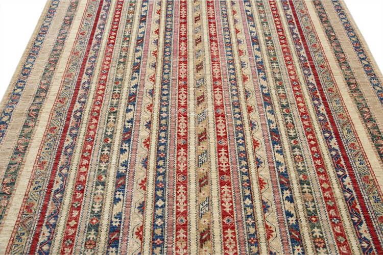 Hand Knotted Shaal Wool Rug - 6' 9" X 9' 7" 6' 9" X 9' 7" (206 X 292) / Multi / Wool