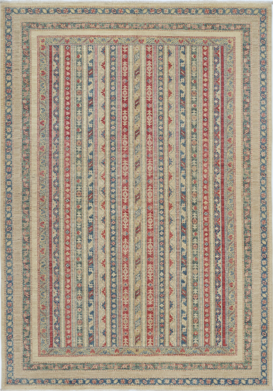 Hand Knotted Shaal Wool Rug - 6' 9" X 9' 7" 6' 9" X 9' 7" (206 X 292) / Multi / Wool