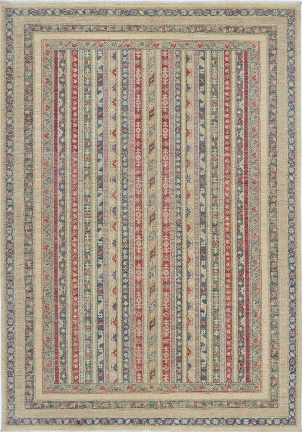 Hand Knotted Shaal Wool Rug - 6' 9" X 9' 7" 6' 9" X 9' 7" (206 X 292) / Multi / Wool