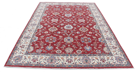 Hand Knotted Ziegler Wool Rug - 6' 7" X 9' 8" 6' 7" X 9' 8" (201 X 295) / Red / Wool