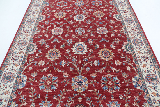 Hand Knotted Ziegler Wool Rug - 6' 7" X 9' 8" 6' 7" X 9' 8" (201 X 295) / Red / Wool