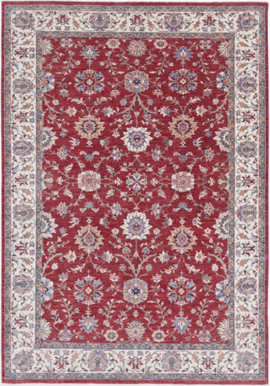 Hand Knotted Ziegler Wool Rug - 6' 7" X 9' 8" 6' 7" X 9' 8" (201 X 295) / Red / Wool