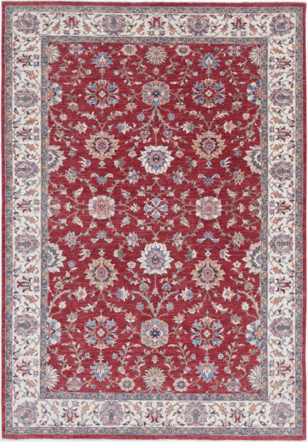 Hand Knotted Ziegler Wool Rug - 6' 7" X 9' 8" 6' 7" X 9' 8" (201 X 295) / Red / Wool