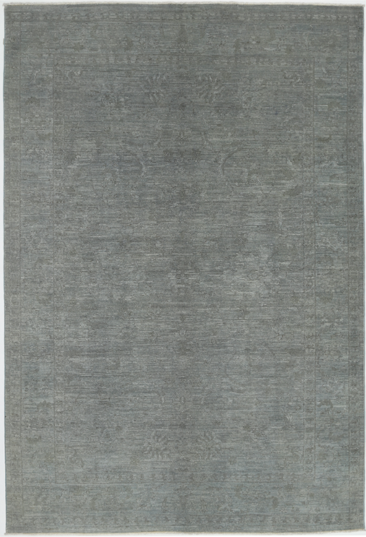 Hand Knotted Overdye Wool Rug - 6' 2" X 8' 10" 6' 2" X 8' 10" (188 X 269) / Grey / Wool