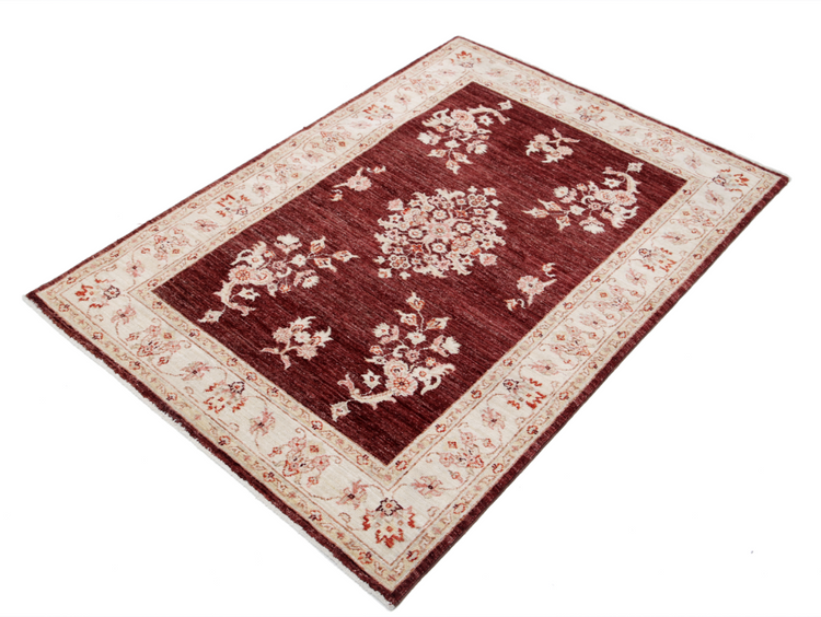 Hand Knotted Ziegler Wool Rug - 3' 5" X 4' 11" 3' 5" X 4' 11" (104 X 150) / Brown / Wool