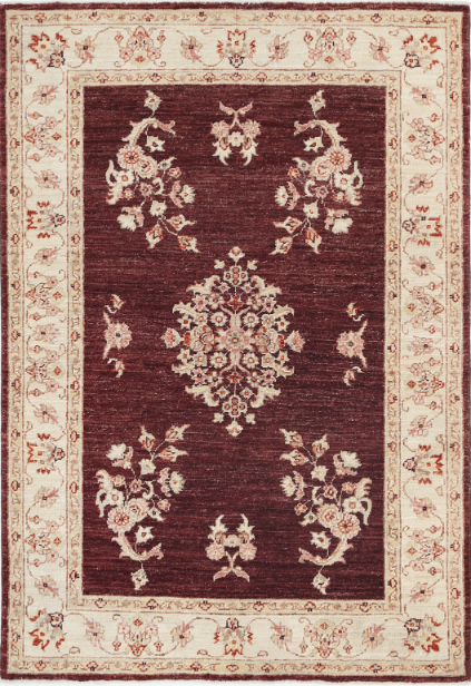 Hand Knotted Ziegler Wool Rug - 3' 5" X 4' 11" 3' 5" X 4' 11" (104 X 150) / Brown / Wool