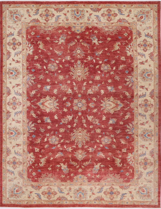 Hand Knotted Ziegler Wool Rug - 10' 2" X 12' 9" 10' 2" X 12' 9" (310 X 389) / Red / Wool