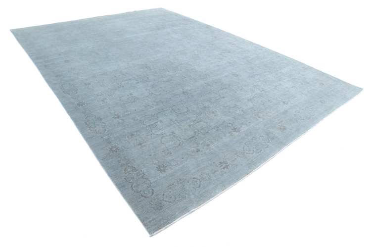 Hand Knotted Overdye Wool & Silk Rug - 9' 10" X 13' 11" 9' 10" X 13' 11" (300 X 424) / Grey / Wool & Silk