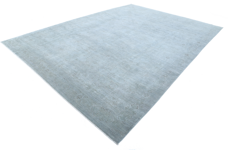 Hand Knotted Overdye Wool & Silk Rug - 9' 10" X 13' 11" 9' 10" X 13' 11" (300 X 424) / Grey / Wool & Silk