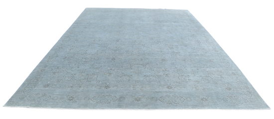 Hand Knotted Overdye Wool & Silk Rug - 9' 10" X 13' 11" 9' 10" X 13' 11" (300 X 424) / Grey / Wool & Silk