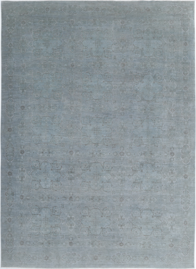 Hand Knotted Overdye Wool & Silk Rug - 9' 10" X 13' 11" 9' 10" X 13' 11" (300 X 424) / Grey / Wool & Silk