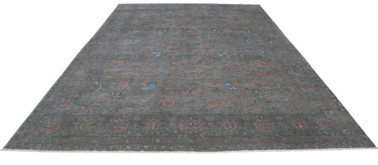 Hand Knotted Onyx Wool Rug - 9' 8" X 13' 9" 9' 8" X 13' 9" (295 X 419) / Grey / Wool