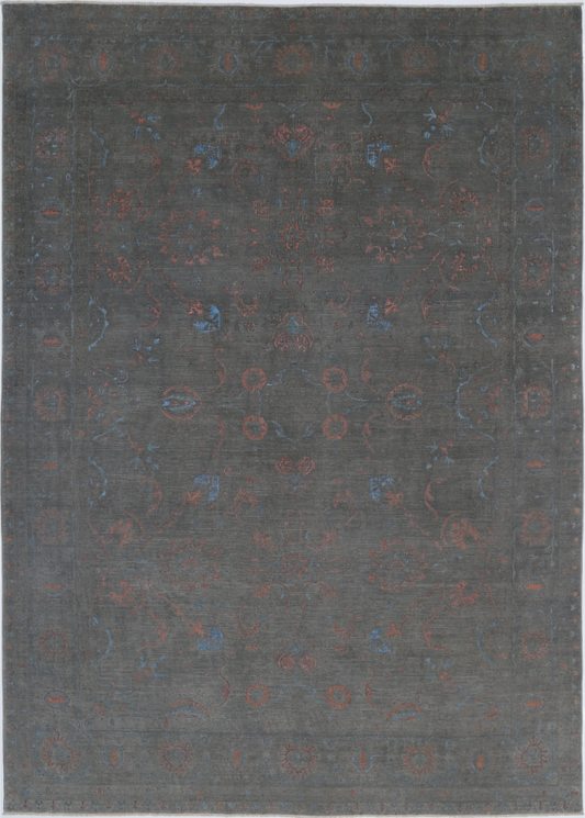 Hand Knotted Onyx Wool Rug - 9' 8" X 13' 9" 9' 8" X 13' 9" (295 X 419) / Grey / Wool