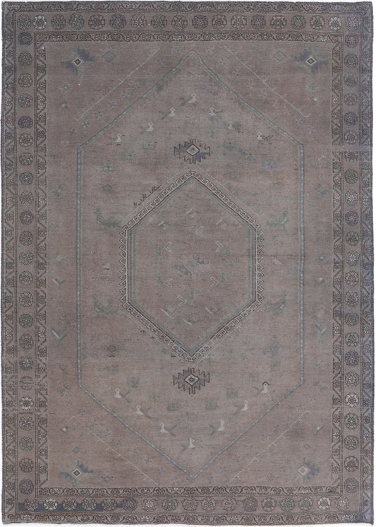 Hand Knotted Persian Vintage Overdyed Hamadan Wool Rug - 6'8'' x 9'5''