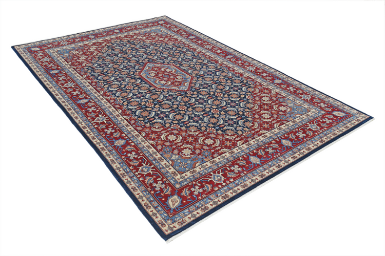 Hand Knotted Heritage Wool Rug - 6' 0" X 9' 2" 6' 0" X 9' 2" (183 X 280) / Blue / Wool