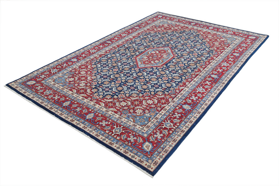 Hand Knotted Heritage Wool Rug - 6' 0" X 9' 2" 6' 0" X 9' 2" (183 X 280) / Blue / Wool