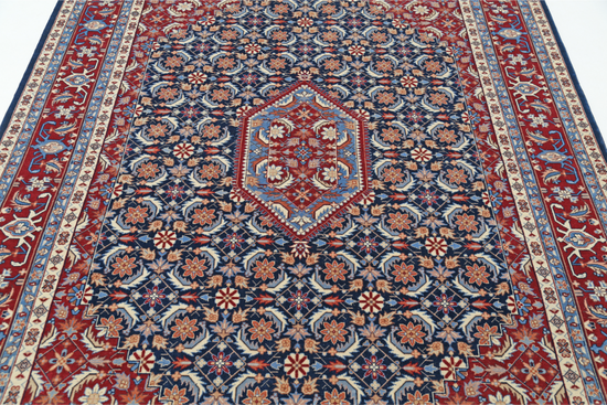 Hand Knotted Heritage Wool Rug - 6' 0" X 9' 2" 6' 0" X 9' 2" (183 X 280) / Blue / Wool