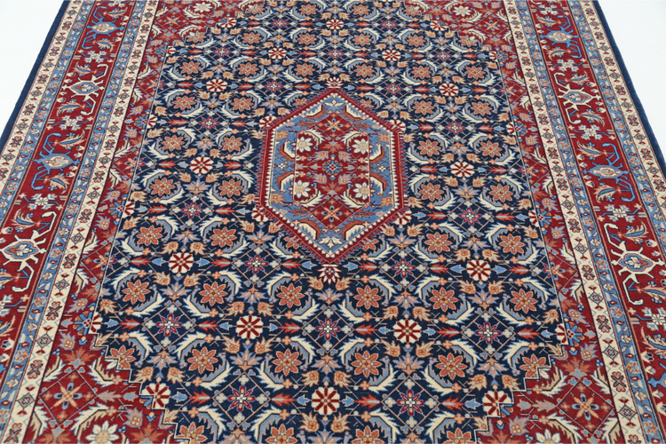 Hand Knotted Heritage Wool Rug - 6' 0" X 9' 2" 6' 0" X 9' 2" (183 X 280) / Blue / Wool