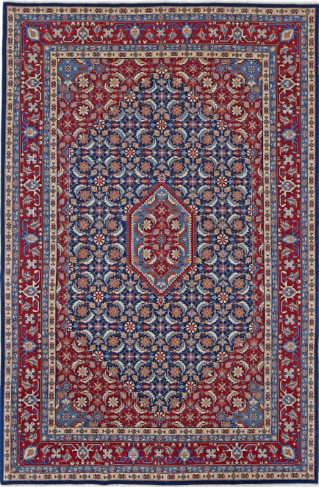 Hand Knotted Heritage Wool Rug - 6' 0" X 9' 2" 6' 0" X 9' 2" (183 X 280) / Blue / Wool