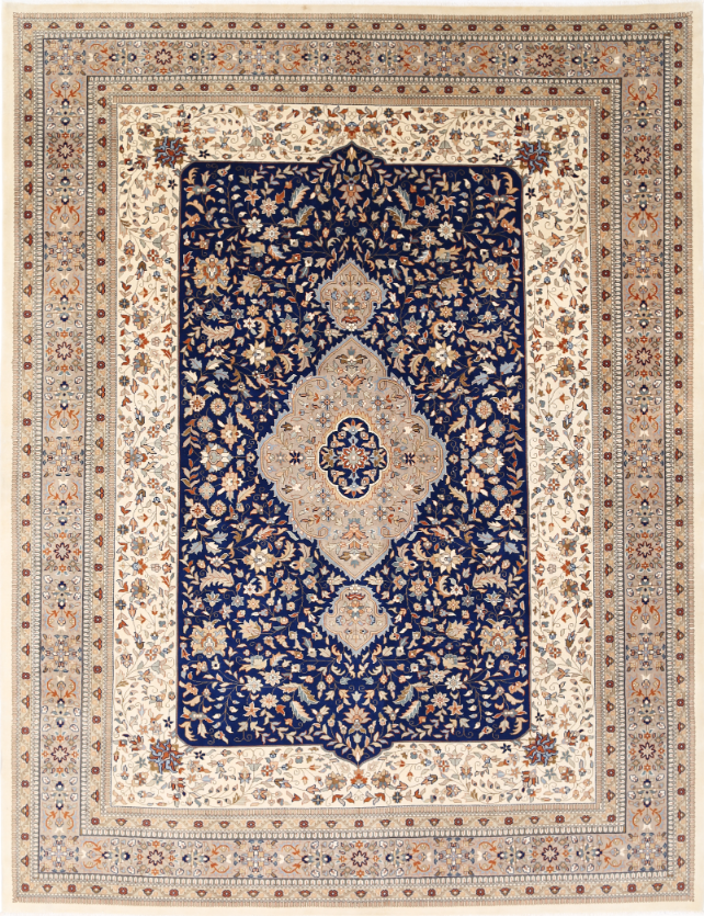 Hand Knotted Heritage Wool Rug - 9' 3" X 11' 11" 9' 3" X 11' 11" (282 X 363) / Blue / Wool