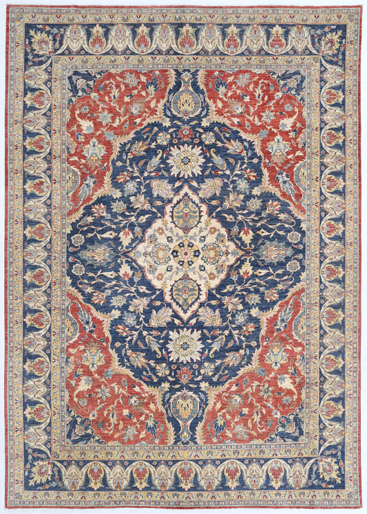 Hand Knotted Heriz Wool Rug - 9' 11" X 13' 10" 9' 11" X 13' 10" (302 X 422) / Red / Wool