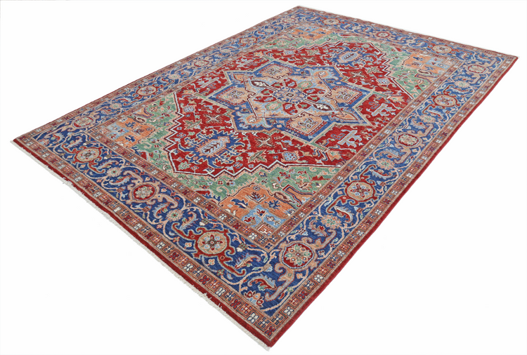 Hand Knotted Heriz Wool Rug - 6' 9" X 9' 8" 6' 9" X 9' 8" (206 X 295) / Red / Wool