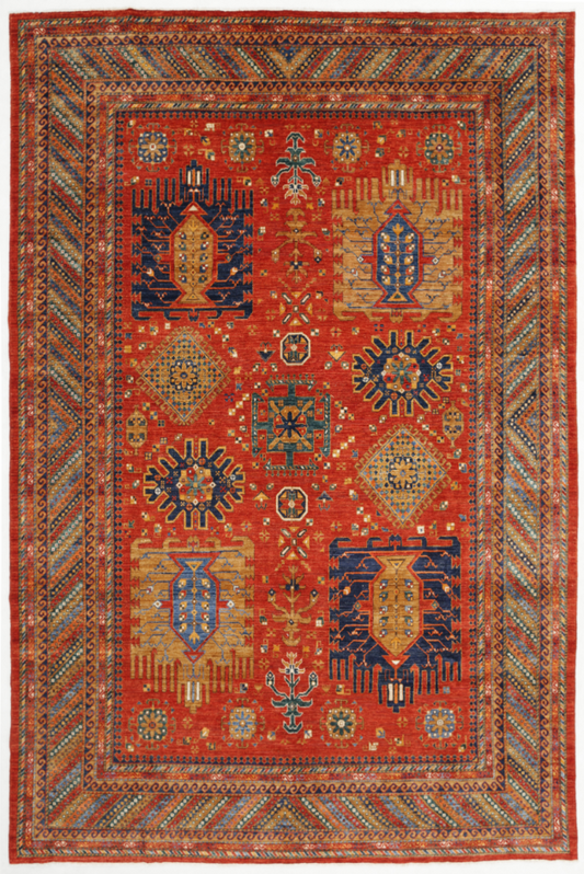 Hand Knotted Humna Wool Rug - 9' 6" X 14' 0" 9' 6" X 14' 0" (290 X 427) / Rust / Wool