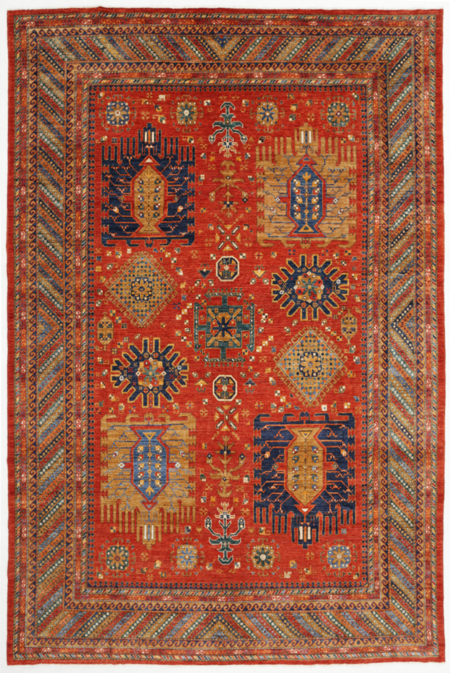 Hand Knotted Humna Wool Rug - 9' 6" X 14' 0" 9' 6" X 14' 0" (290 X 427) / Rust / Wool