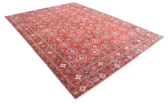 Hand Knotted Humna Wool Rug - 8' 11" X 11' 10" 8' 11" X 11' 10" (272 X 361) / Red / Wool